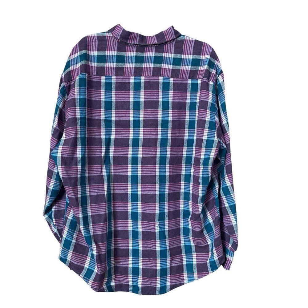 Vintage Plaid Flannel Button Down Shirt 1970s 1980s - Picture 2 of 6